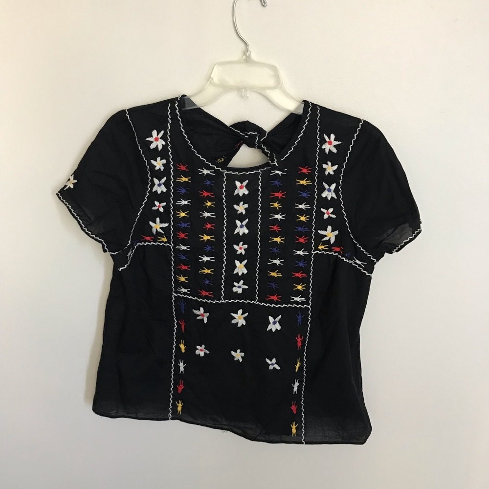 Madewell embroidered back cut out top